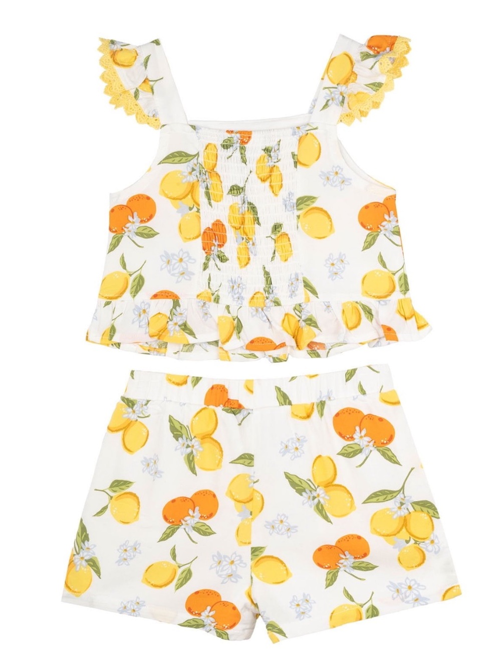 Rare Editions Toddler Girls 2 Piece Elastic Waistband Woven Short Set Lemons 2T - Picture 8 of 9